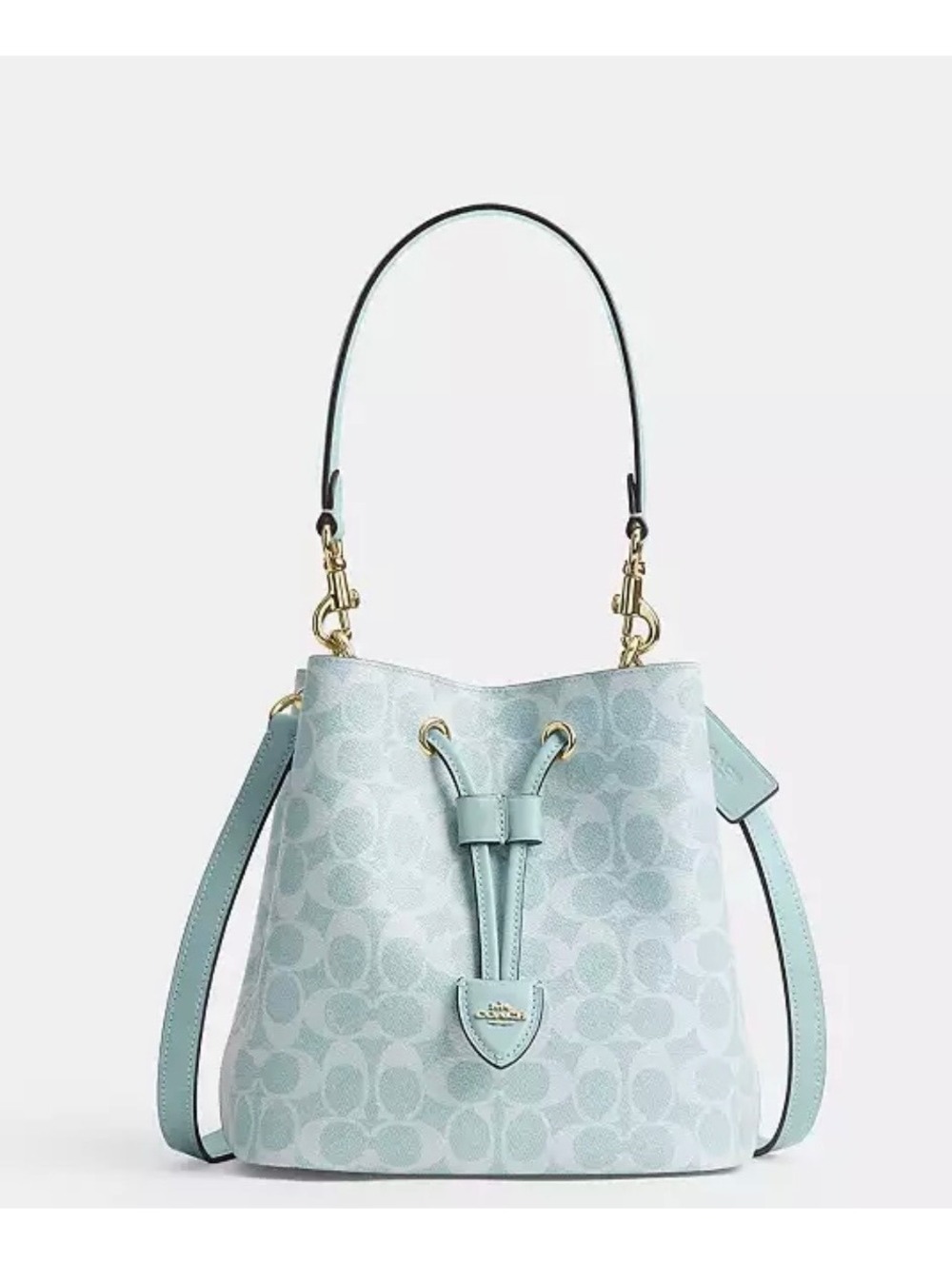 Coach Signature Canvas Pale Blue Rowan Bucket Bag NWT